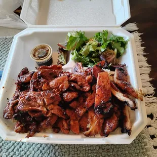 Pork on the left, chicken on the right