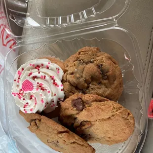 Cookies and a vanilla cupcake