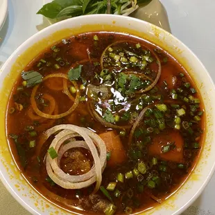 a bowl of soup on a table