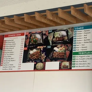 a menu on the wall