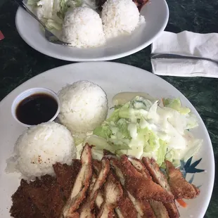 Chicken teriyaki and chicken katsu