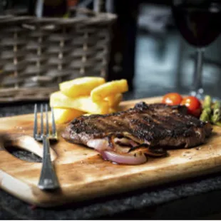 a steak on a cutting board