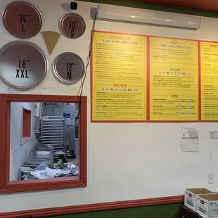The different sizes of pizza