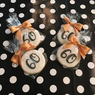 two decorated cookies
