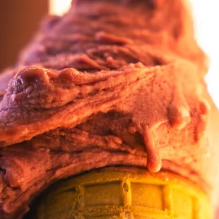 a closeup of a cone of ice cream