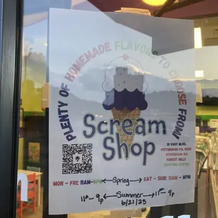 a sign in a store window