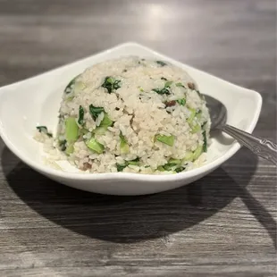 Braised rice with Green Vegetable and Salted Pork