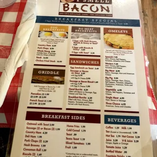 Menu February 2019. Breakfast served all day-so amazing. Plenty of vegetarian breakfast options.