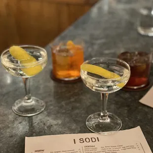 2 Vespers, 2 Negroni's in the back