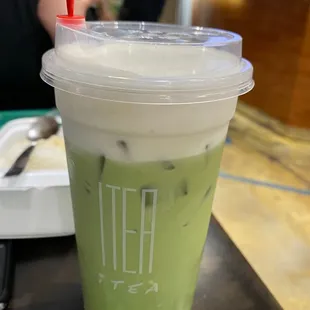 Matcha latte with sea cream