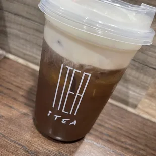 Iced coffee with cheese foam