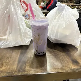 Taro milk tea with boba