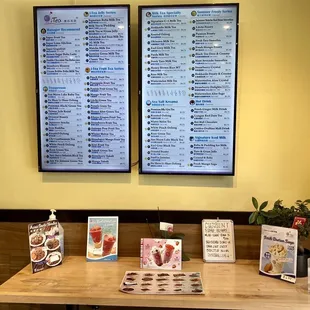 the menus on the wall