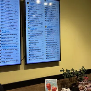 the menus on the wall