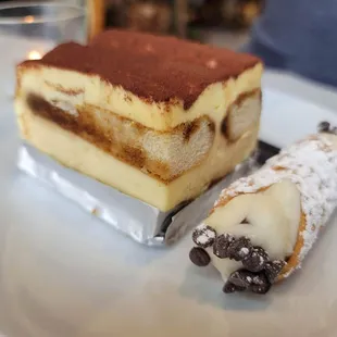 Tiramisu and mini chocolate chip cannoli