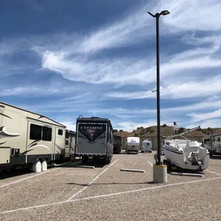 Nice wide aisles with lots of room for connecting and/or backing in your RV.