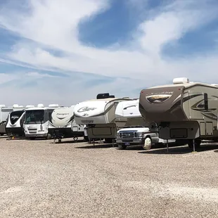 Nice wide aisles with lots of room for connecting and/or backing in your RV.