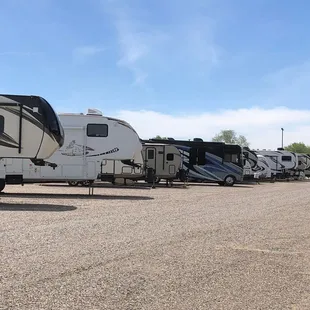 Nice wide aisles with lots of room for connecting and/or backing in your RV.
