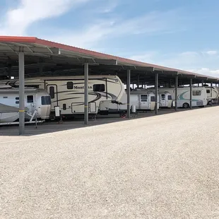 Covered RV parking - some with power and some without.
