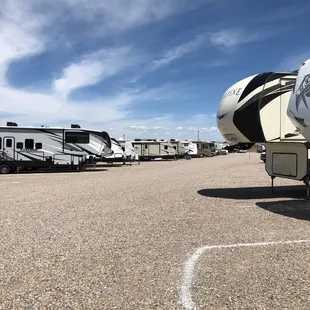 Nice wide aisles with lots of room for connecting and/or backing in your RV.