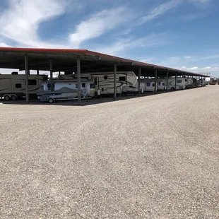 Covered RV parking - some with power and some without.