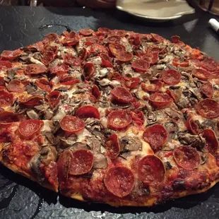 Old world pepperoni with mushrooms.