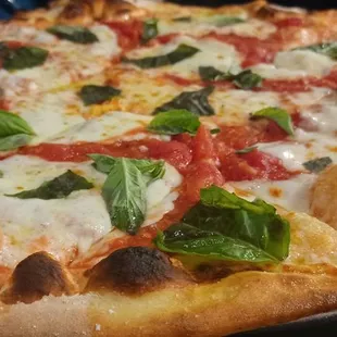 a closeup of a pizza