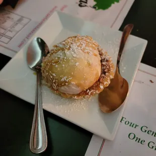 Bourbon Pecan Pie with Vanilla Gelato and Caramel Sauce