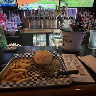 Bacon cheeseburger while taking in a Padres game