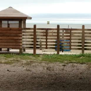 There are outdoor showers available here also...