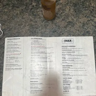 Back of menu
