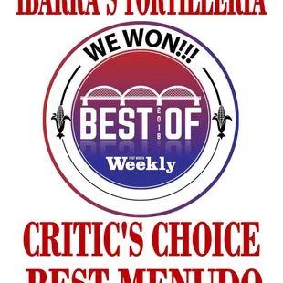 Menudo, dine in or to go.