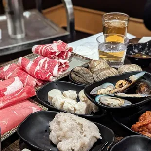 a variety of meats on a table