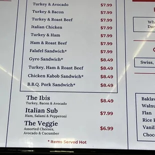 menu