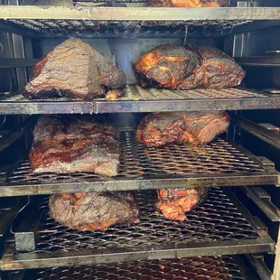 a rack of roasting meat