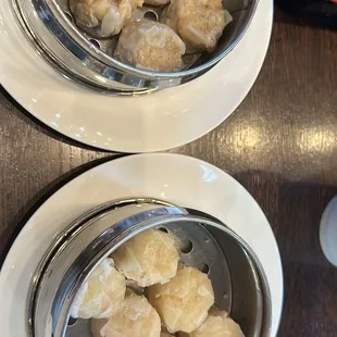 two plates of food on a table