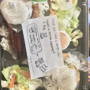 Thank you guys so much, also that is an adorable frog! I definitely feel better from the note, and the food was super delicious!