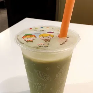 Matcha and Red Bean Milk Tea