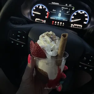 a person holding a steering wheel