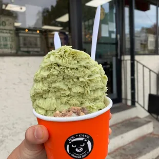 Matcha flavored shaved ice