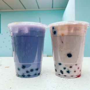 Taro milk bubble tea 
Strawberry latte