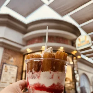 Strawberry vanilla churros