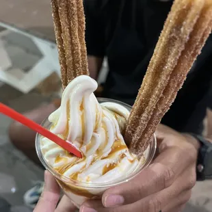 Iced churro with caramel drizzle YUM!