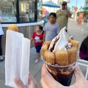 Churro left, ice cream churro right