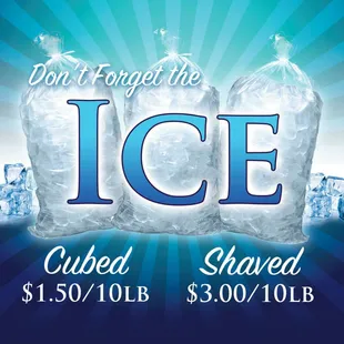 Ice made with our purified water.