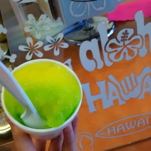 The ninja (lime &amp; pineapple) with coconut pineapple ice cream underneath