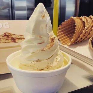 'Tis the season for those delicious holiday treats. For limited time only nonfat egg nog frozen yogurt. All the taste without the calories!