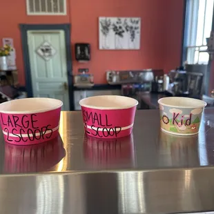 Ice cream sizes