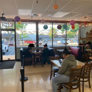 Dining room. No masks, not even eating.