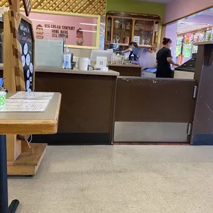 Employees wear masks.